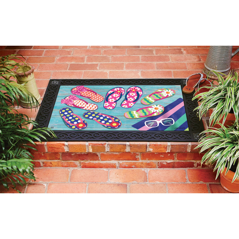 Studio M Flip Flop Frenzy 30 in. x 18 in. NonSlip Outdoor Door Mat